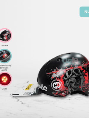 Casco Protector con Diseño y Luces para Niños «VELOX» Black/Red