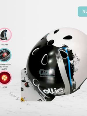 Casco Protector con diseño y luces «VELOX» White/Blue