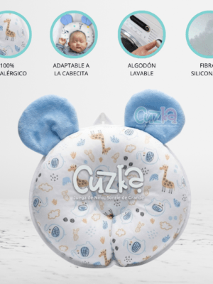 Almohada Anti Cabeza Plana para Bebé CUZKA «OREILLE» Blue/white