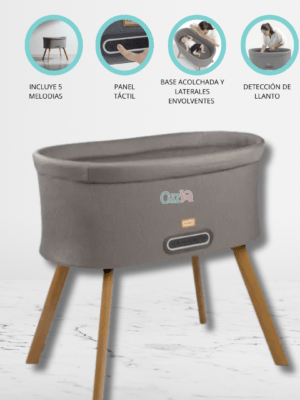 Cuna Moisés Mecedor Electrónico «BURDEOS» Ceniza