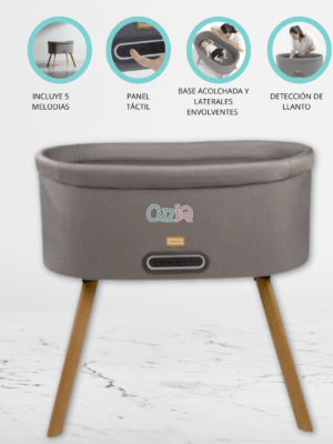 Cuna Moisés Mecedor Electrónico «BURDEOS» Ceniza