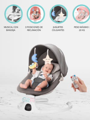 Silla Mecedora Eléctrica para Bebé «LUNA» Gray