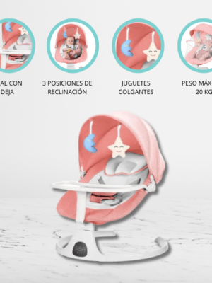 Silla Mecedora Eléctrica para Bebé «LUNA» Pink