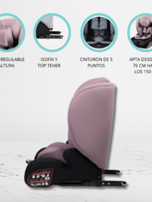 Silla de Auto con Sistema Isofix «MUNICH» Rosa Malva